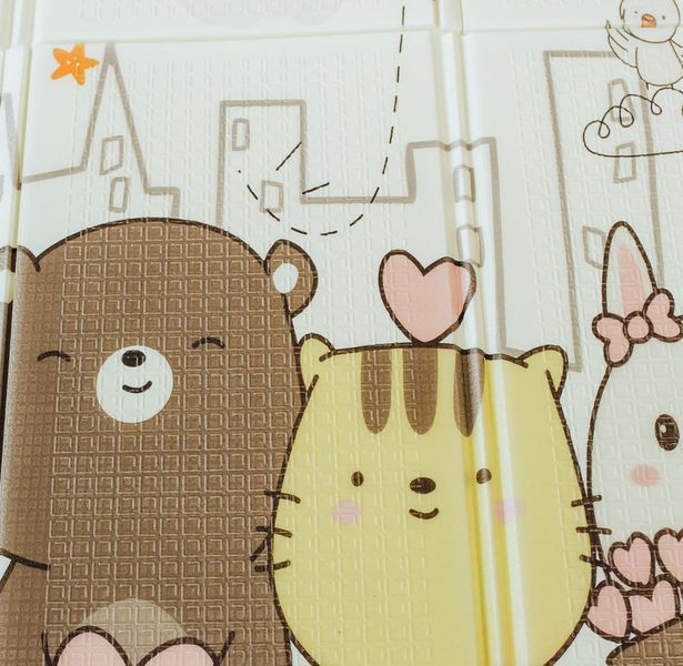 Дитячий двосторонній розвиваючий  складний термокилимок для повзання POPPET "Сплячі малюки та Чарівне місто", 150х180x1 см PP011-150 фото