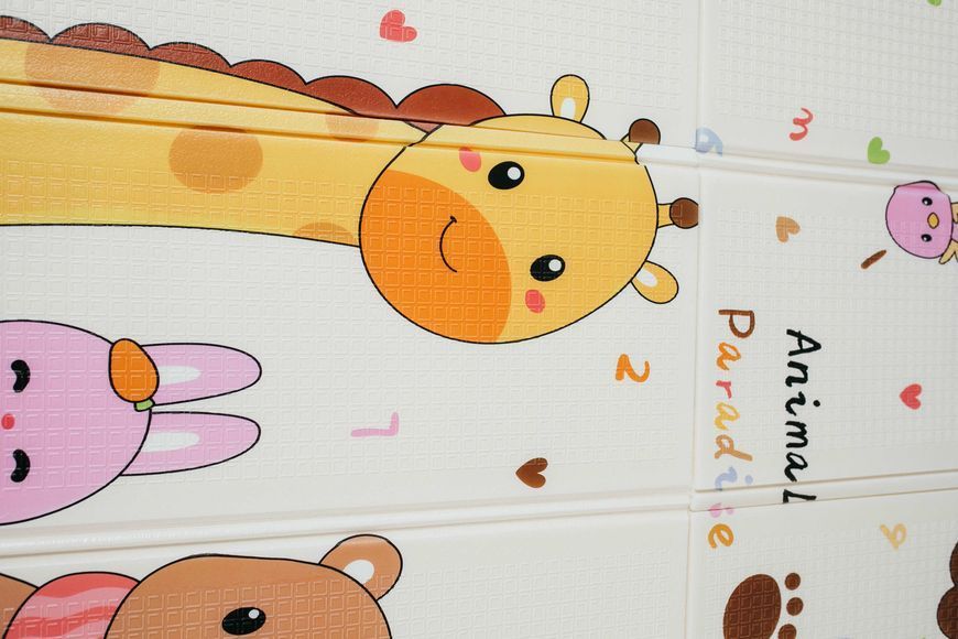 Дитячий двосторонній розвиваючий складний термокилимок для повзання POPPET "Звірята-близнята та Класики", 200x180x1 см PP034-200 фото