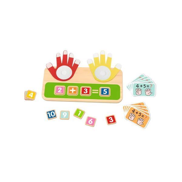 Деревянная математическая игра-сортер Tooky Toy "Счет на пальчиках" с карточками и цифрами  TP522 фото