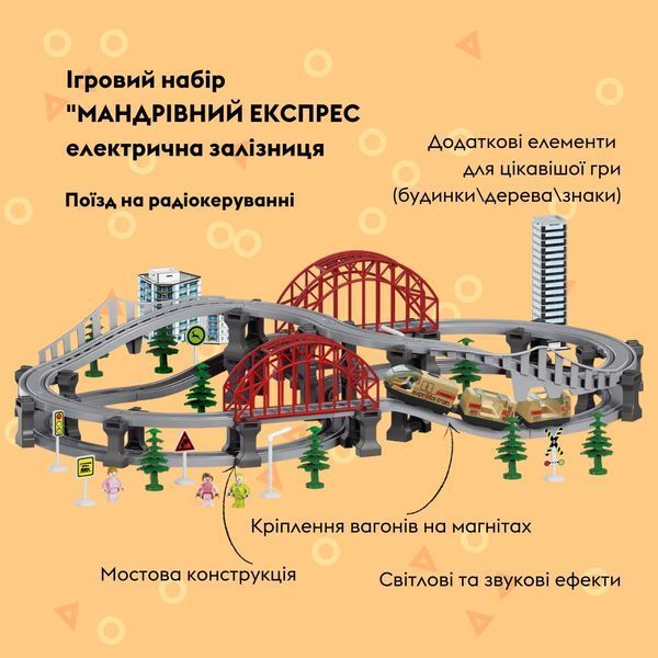 Ігровий набір Дитяча Залізниця Otamanko Мандрівний експрес на радіокеруванні 129 деталей 532.03.21 фото